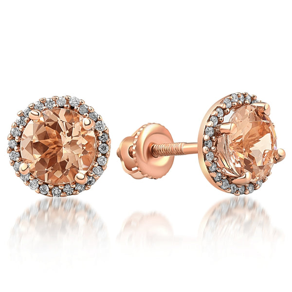 Rose gold diamond screw back deals earrings