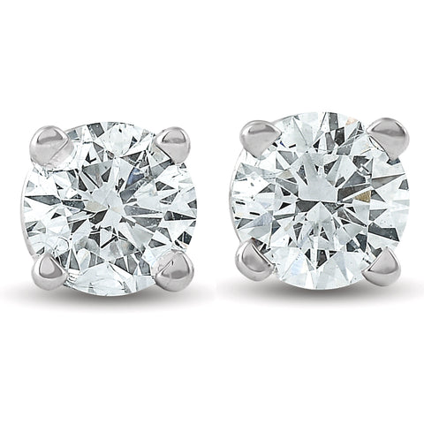 3/4Ct Round Diamond Studs Brilliant Cut Earrings 14K White Gold Enhanced