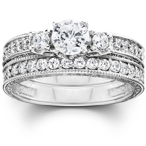 1 1/4ct   Diamond Engagement Wedding Ring Set 14K