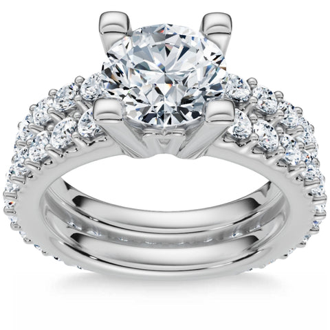 2 3/4Ct Diamond Engagement Wedding Ring Set in 14k White Gold Lab Grown