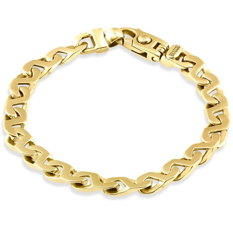 Men's Z Shape Mariner Link 14k Gold (30gram) or Platinum (48gram) 7.5mm Link Bracelet 8"