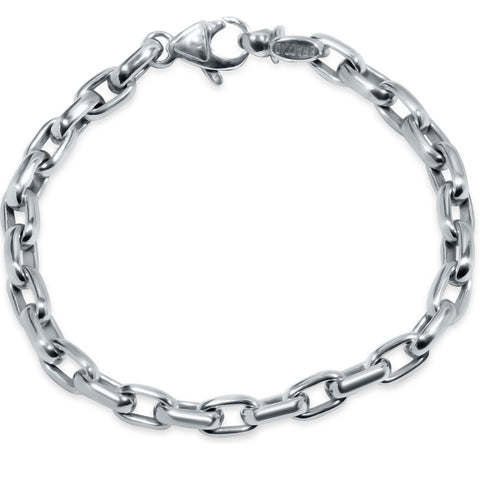 Men's Classic Round Link 14k Gold (32gram) or Platinum (52gram) 7mm Bracelet 8.5"