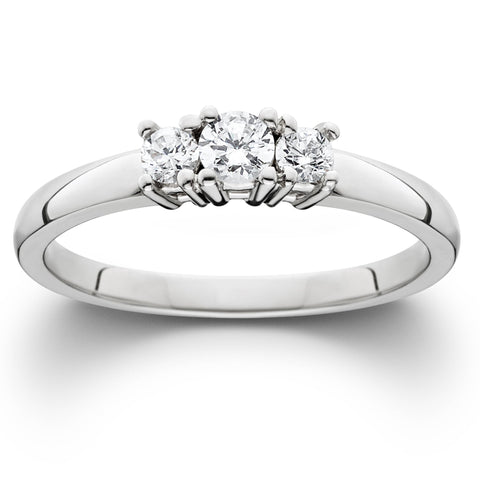 1/2ct Three Stone Diamond Ring 14K White Gold