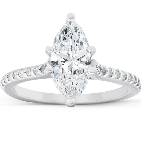 Certified G/VVS2 2.50Ct Marquise Diamond Engagement Ring Lab Grown White Gold