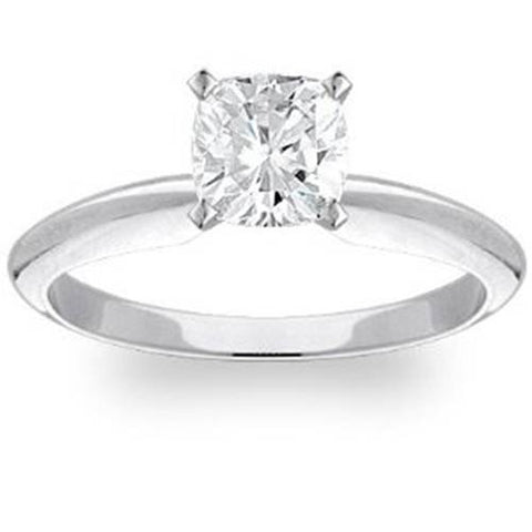 G/VS 1 Carat Cushion Diamond Solitaire Engagement Ring 14K White Gold Lab Grown