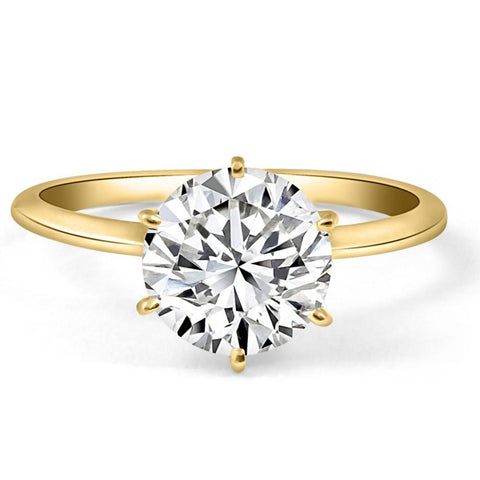 Certified 2CT Lab Grown Diamond Solitaire Engagement Ring 14k Yellow Gold E/VVS2