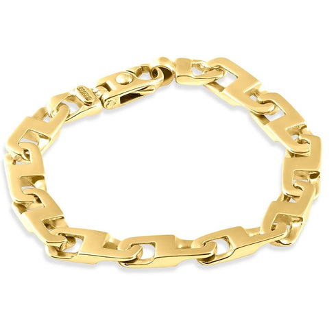 Men's Elongated Mariner 14k Gold (45gram) or Platinum (73gram) 8.5mm Link Bracelet 9"