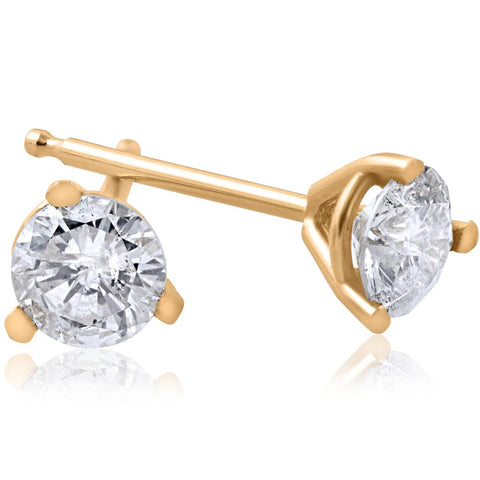 1/5ct Round Genuine Diamond Martini Studs 14K Yellow Gold