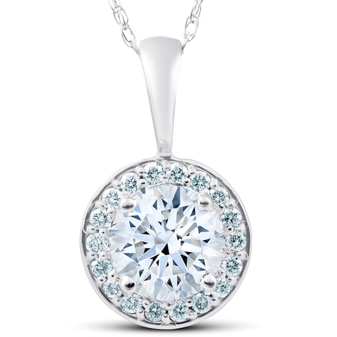 G/VS 1.25 Ct Diamond Halo Pendant 14k White Gold