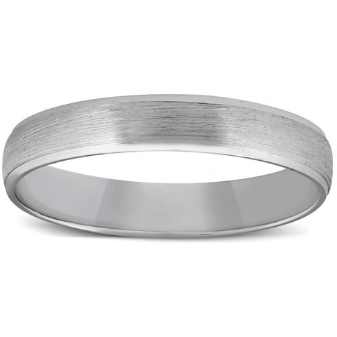 Beveled & Brushed Wedding Band 14K White Gold