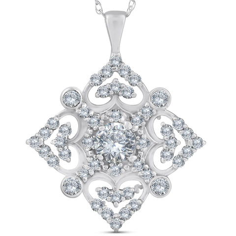 1ct   Style Diamond Pendant 14K White Gold