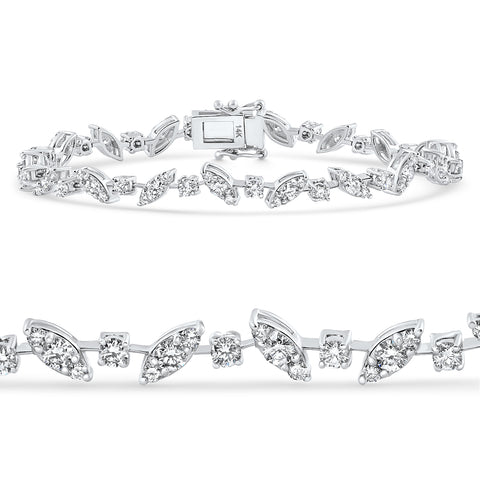 F/VS 3.70Ct 14k White Gold Diamond Tennis Bracelet 7" Lab Grown