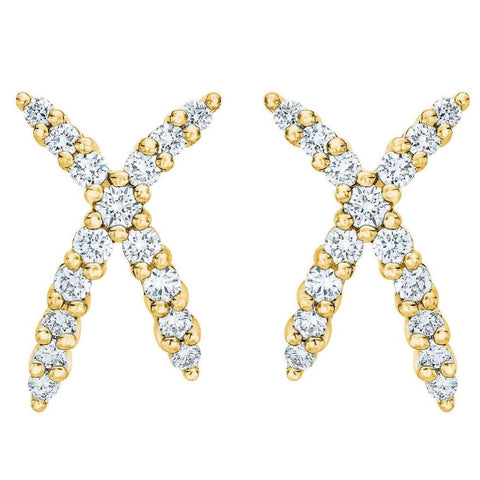 1/2Ct T.W. Diamond Fashion Women's X Shape Lab Grown Earrings 10k Gold Studs