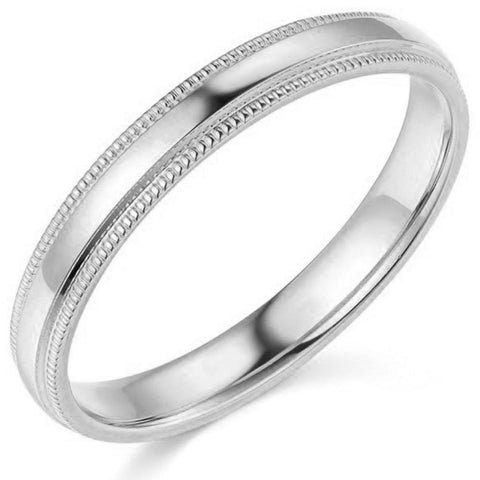 3mm Platinum Milgrain Wedding Band Solid 950