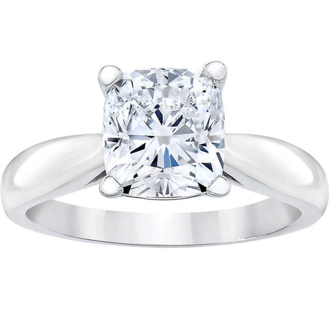 F VS 1 1/2ct Cushion Diamond Solitaire Engagement Ring 14k White Gold Lab Grown