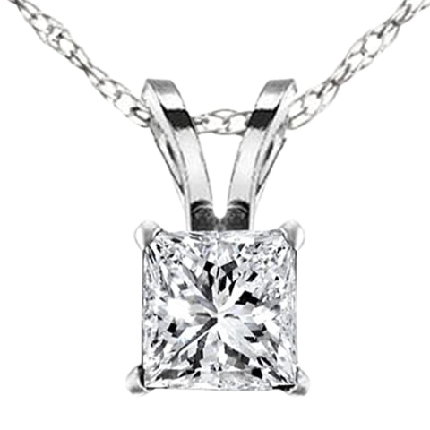 G/VS1 2.57Ct Princess Cut Diamond Certified Solitaire Necklace Lab Grown 14k