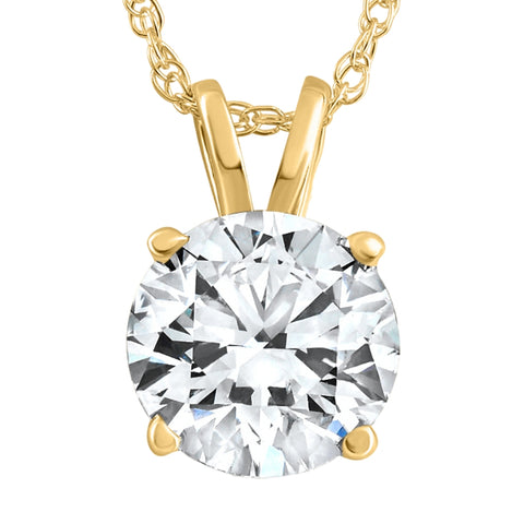 1 1/4Ct Lab Grown Solitaire Diamond Pendant Yellow Gold Necklace