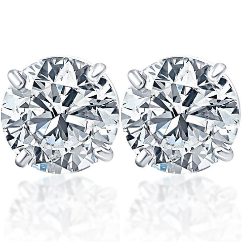 4.25Ct T.W. Round Cut 14k White Diamond Studs Lab Grown Women's Earrings