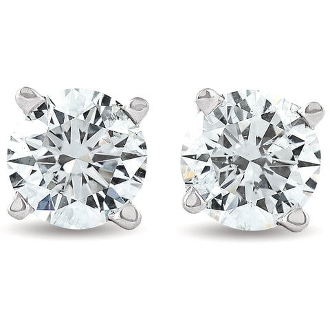 2 cttw Round Brilliant Cut Natural Diamond Studs With Screw Backs