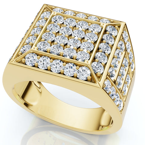 3Ct Diamond Men's Cluster Anniversary Wedding Ring in 10k Yellow Gold