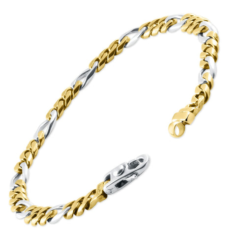 Men's Classic Figaro Link 14k Gold (28gram) or Platinum (45gram) 6.5mm Bracelet 8.5"