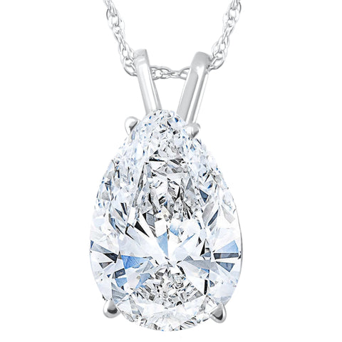 F/VS2 3.03Ct Pear Huge Solitaire Diamond Necklace Pendant Lab Grown Certifed