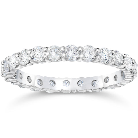 1 1/2 Ct Diamond Eternity Wedding Ring 14k White Gold