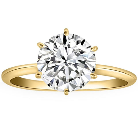 Certified 2 1/2CT Lab Grown Diamond Solitaire Engagement Ring 14k Yellow Gold