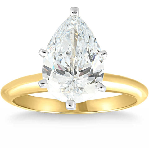 Certified 1.69Ct F/SI1 Pear Diamond Solitaire Engagement Ring Lab Grown