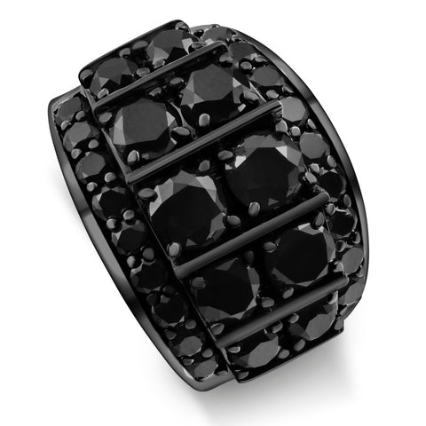 7 1/4Ct TW Black Diamond Men's Ring 10k Black Gold