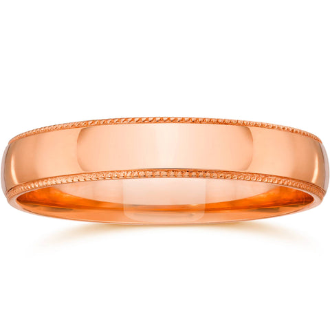 3mm Milgrain 14K Rose Gold Polished Wedding Band