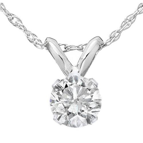 VS 1/3ct Round Solitaire 14k White Gold Diamond Pendant