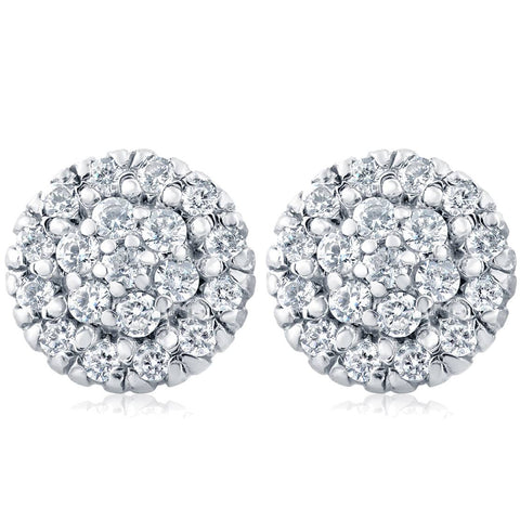 1ct Pave Fire Diamond Studs 14K White Gold