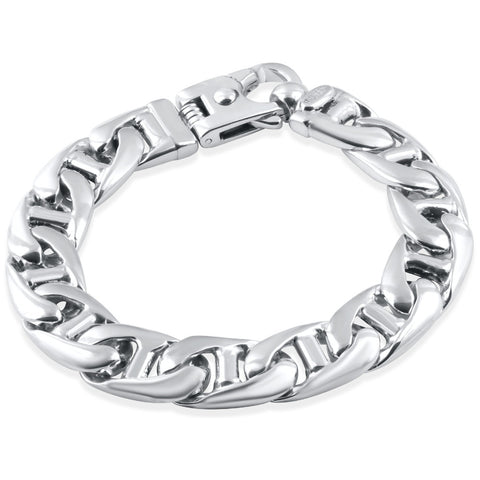 Men's Puffed Heavy Mariner Link 14k Gold (113gram) or Platinum (183gram) 13.5mm Bracelet 8.5"