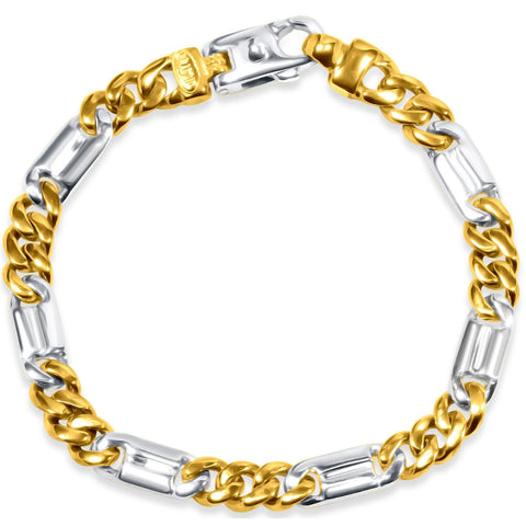 Men's Figaro Link 14k Gold (38gram) or Platinum (61gram) 7mm Bracelet 8.5"