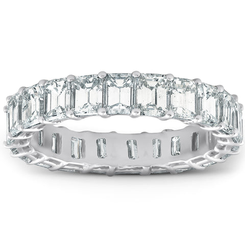 Platinum 4.60 Ct F/VS Emerald Diamond Eternity Ring Womens Anniversary Lab Grown