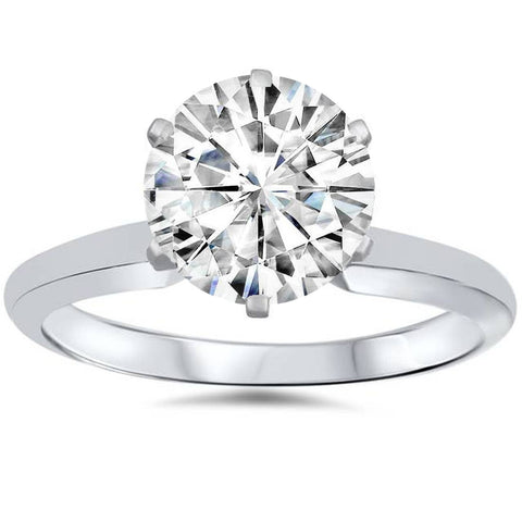 VVS 2ct Solitaire Moissanite Engagement Ring Round Brilliant 14k White Gold