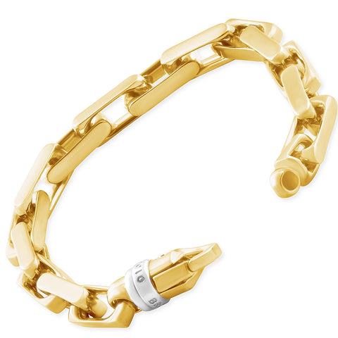 Men's Square and Rounded Link 14k Gold (65gram) or Platinum (104gram) 8mm Bracelet 8.5"