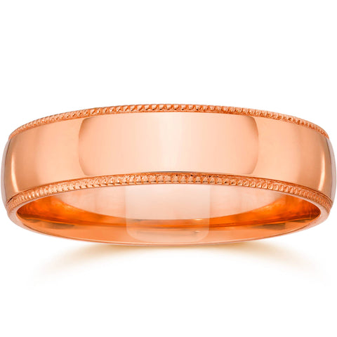 4mm Milgrain 14K Rose Gold Polished Wedding Band