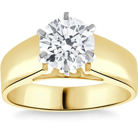 Certified 1.25Ct Natural Round Diamond Solitaire Engagement Ring 14k Yellow Gold