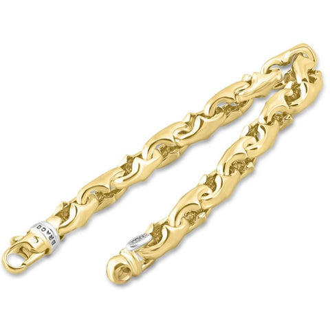 Men's Sculpted Heavy Designer Mariner 14k Gold (65gram) or Platinum (104gram) 9mm Link Bracelet 9"