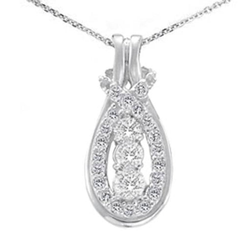 1/2ct Love Knot Diamond Three Stone White Gold Pendant