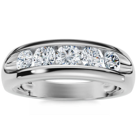 Mens 3/4ct Diamond White Gold Wedding Ring Band New