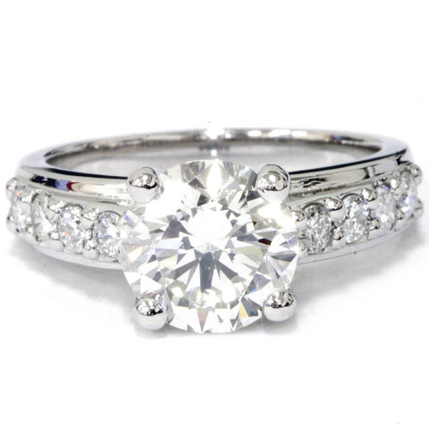 F/VS 2ct Round Diamond Solitaire Engagement Ring 14k White Gold Lab Grown