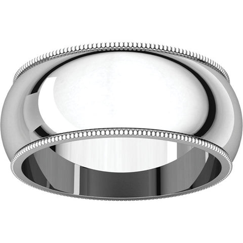 10mm Platinum Milgrain Wedding Band Solid 950