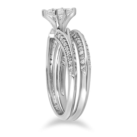 3/4 ct Marquise Diamond Engagement Wedding Ring Set 14k White Gold