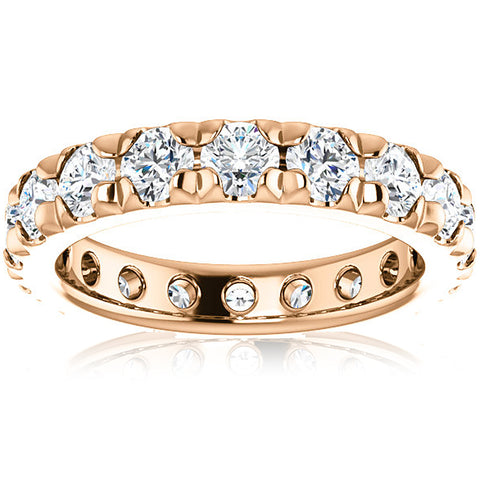 3.60 Diamond Pave Set Eternity Wedding Ring 14k Rose Gold