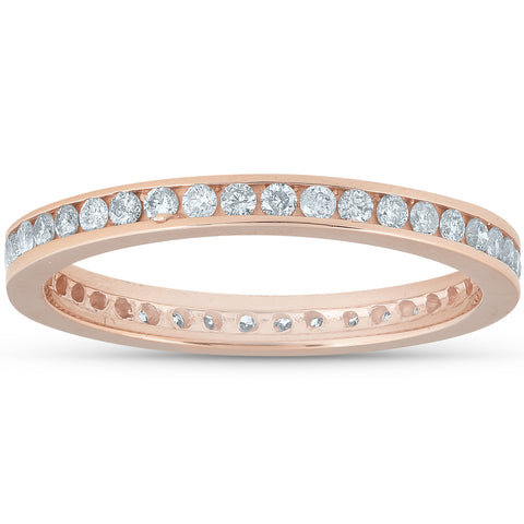 1/2 Ct Diamond Eternity Ring 14k Rose Gold Channel Set Wedding Band