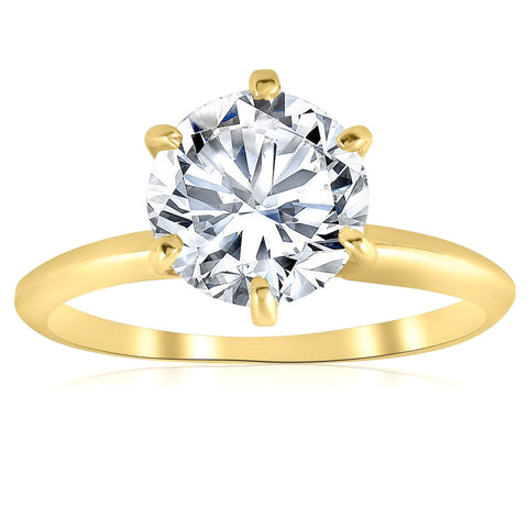 Certified E/VS 3Ct Diamond Solitaire 14k Gold Engagement Ring Lab Grown