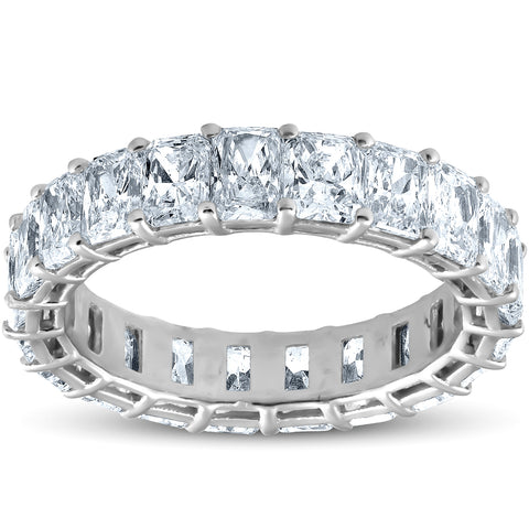 F/VS 5Ct Radiant Cut Diamond 14k White Gold Eternity Wedding Ring Lab Grown